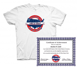 All Fifty Club Membership, Certificate, and All Fifty Club T-shirt (Ladies)